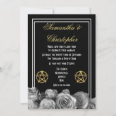Invitation mariage noir de pentacle Wiccan (Devant)