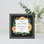 Invitation Mariage noir de tournesol du pays (Debout devant)