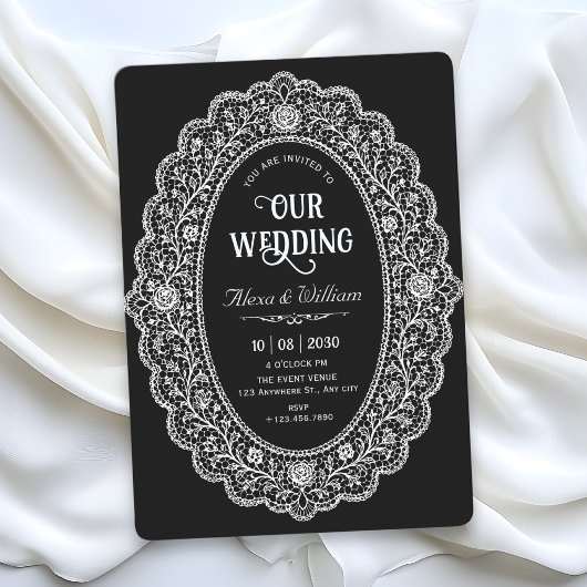Invitation Mariage noir élégant