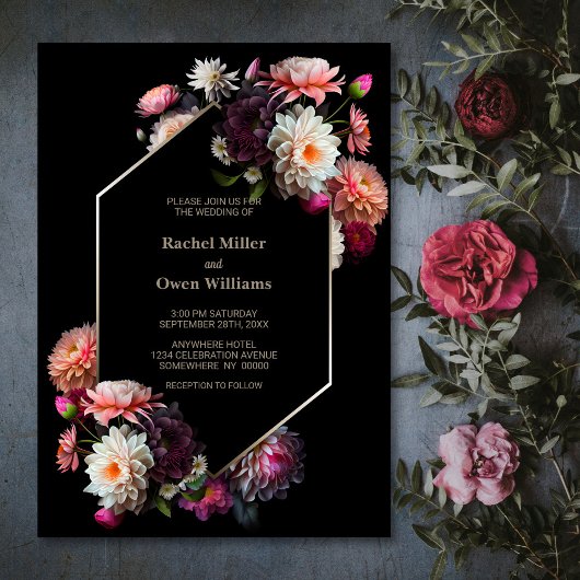 Invitation Mariage noir élégant