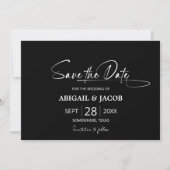 Invitation Mariage noir élégant Enregistrer la date (Devant)