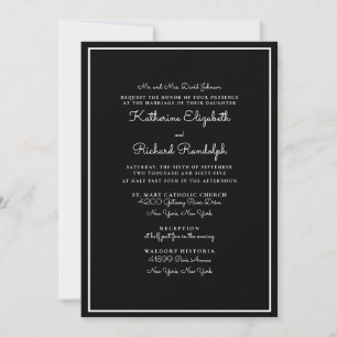Invitation Mariage Noir Élégant et Formel des Parents