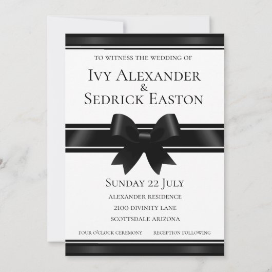 Invitation Mariage noir et blanc (Dos)