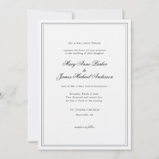 Invitation Mariage noir et blanc (Devant)