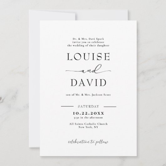 Invitation Mariage noir et blanc (Devant)
