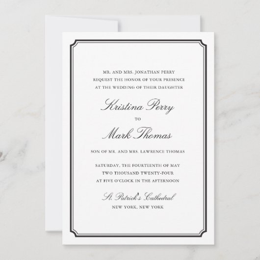 Invitation Mariage noir et blanc (Devant)