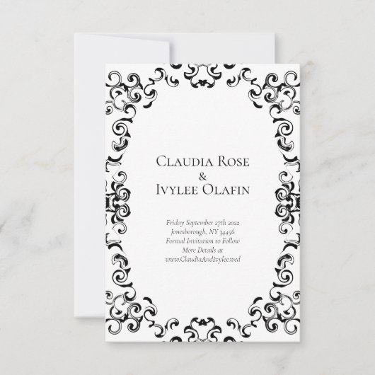 Invitation Mariage noir et blanc (Devant)