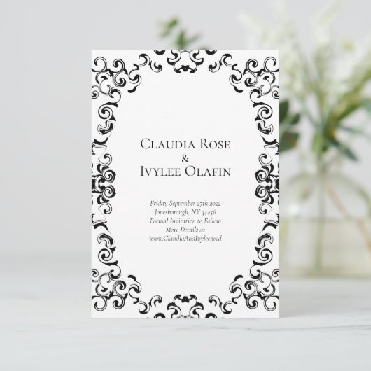 Invitation Mariage noir et blanc (Debout devant)