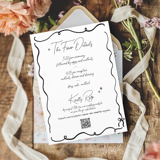 Invitation Mariage noir et blanc à main rétro