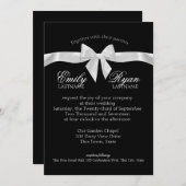 Invitation Mariage noir et blanc à ruban (Devant / Derrière)