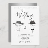 Invitation Mariage noir et blanc amusant (Devant / Derrière)