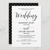 Invitation Mariage noir et blanc avec points (Devant / Derrière)