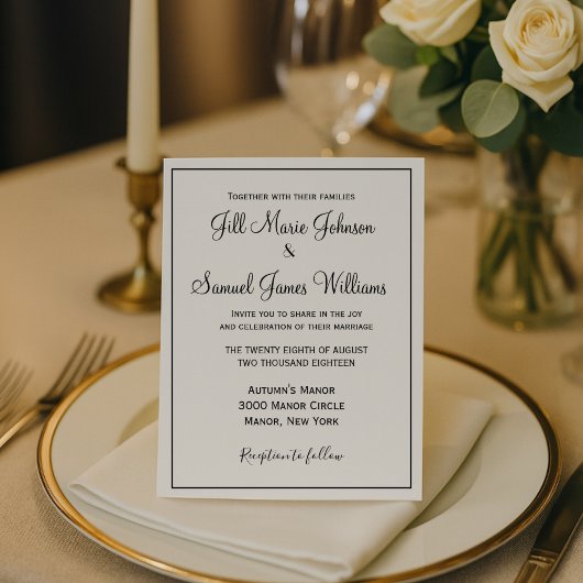 Invitation Mariage noir et blanc chic