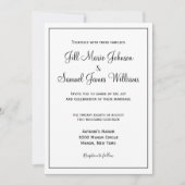Invitation Mariage noir et blanc chic (Devant)