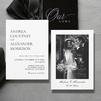 Invitation Mariage noir et blanc classique