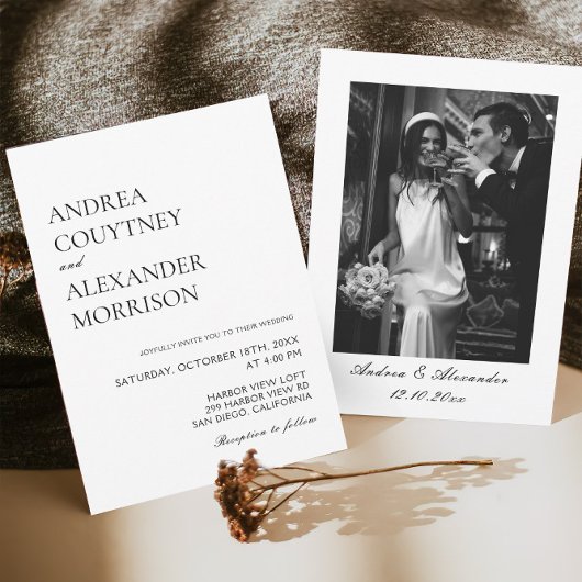 Invitation Mariage noir et blanc classique