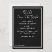 Invitation Mariage noir et blanc classique Enregistrer la dat (Devant)