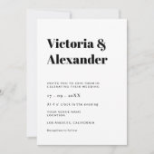Invitation Mariage noir et blanc classique simple (Devant)