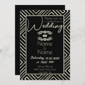 Invitation Mariage noir et blanc d'Afrique tribale (Devant / Derrière)