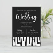 Invitation Mariage noir et blanc d'Afrique tribale (Debout devant)