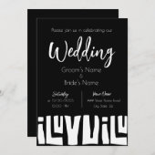 Invitation Mariage noir et blanc d'Afrique tribale (Devant / Derrière)