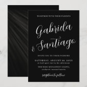 Invitation Mariage noir et blanc de script simple (Devant / Derrière)
