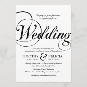 Invitation Mariage noir et blanc de style classique