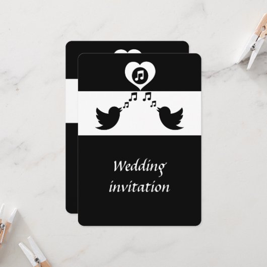 Invitation Mariage noir et blanc élégant (Devant/Arrière en situation)