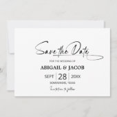 Invitation Mariage noir et blanc élégant Enregistrer la date (Devant)