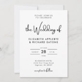 Invitation Mariage noir et blanc élégant et moderne (Devant)