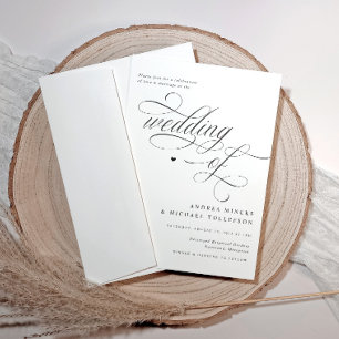 Invitation Mariage Noir et Blanc Élégant et Orné