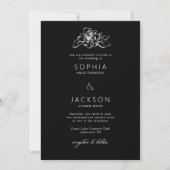 Invitation Mariage noir et blanc en fleur simple (Devant)