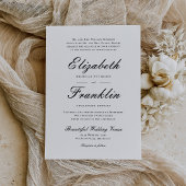 Invitation Mariage noir et blanc formel à l'écriture ornée