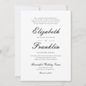 Invitation Mariage noir et blanc formel à l'écriture ornée (Devant)