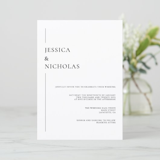 Invitation Mariage noir et blanc minimaliste (Debout devant)