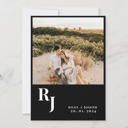 Invitation Mariage noir et blanc minimaliste (Dos)