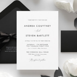 Invitation Mariage noir et blanc minimaliste