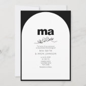 Invitation Mariage noir et blanc minimaliste romantique (Devant)