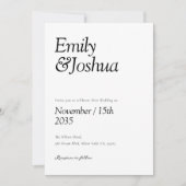 Invitation Mariage noir et blanc moderne (Devant)