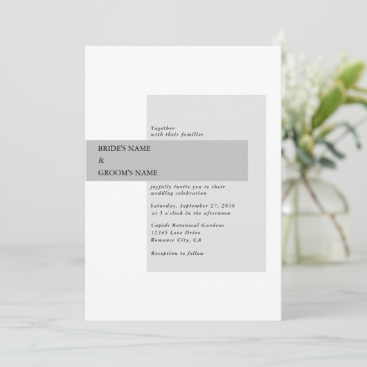 Invitation Mariage noir et blanc moderne (Debout devant)