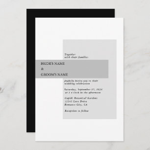 Invitation Mariage noir et blanc moderne