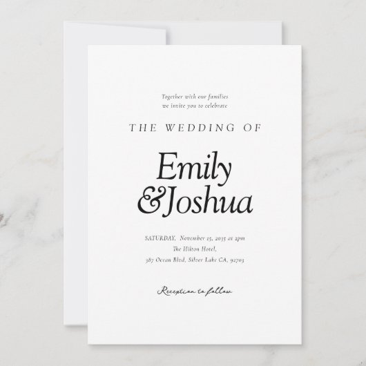 Invitation Mariage noir et blanc moderne (Devant)