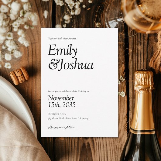 Invitation Mariage noir et blanc moderne