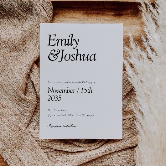 Invitation Mariage noir et blanc moderne