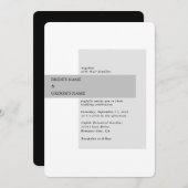 Invitation Mariage noir et blanc moderne (Devant / Derrière)
