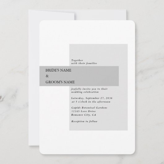 Invitation Mariage noir et blanc moderne (Devant)