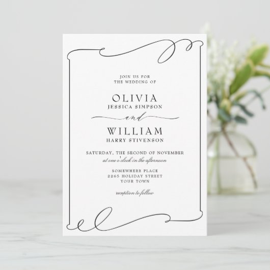 Invitation Mariage noir et blanc moderne (Debout devant)