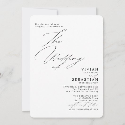 Invitation Mariage noir et blanc moderne (Devant)