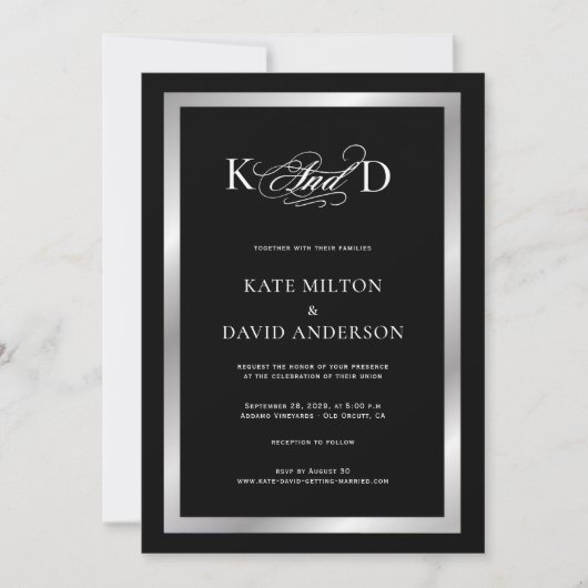 Invitation Mariage noir et blanc moderne de Minimalistic (Devant)
