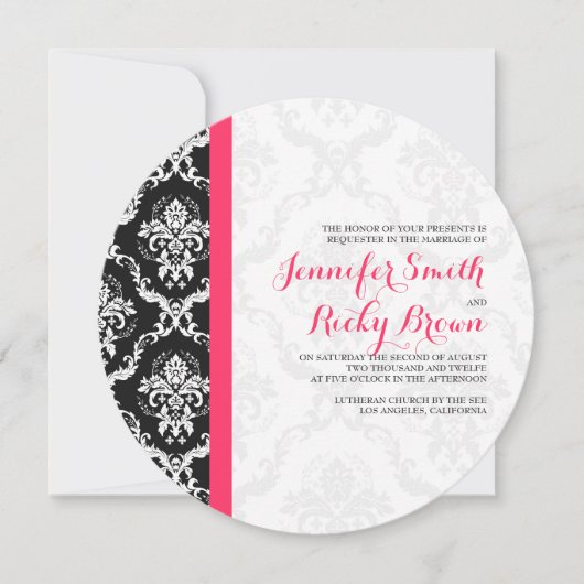 Invitation Mariage noir et blanc monogramme (Devant)
